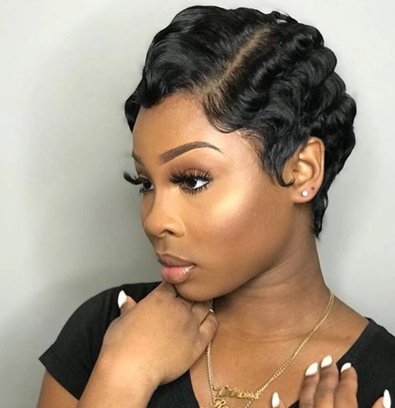 Hot Wave Pixie Cut T Part Lace Wig 100% Human Hair