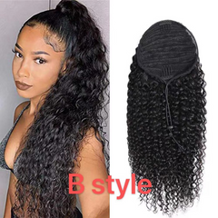 Ponytail 24inches Human Hair Straight & Water Wave Ponytail Hair