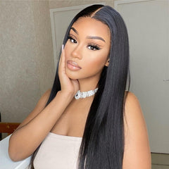 Long Straight Hair 13x4 Lace Front Wig Pre Plucked Hairline 100% Virgin Human Hair