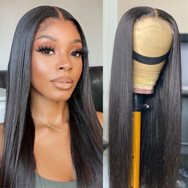 Silk Straight 4 By 4 Lace Closure Wigs 180% Density Human Hair Wigs