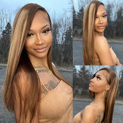 Undetectable Skin Melt Lace Wig Lace Front Wigs Long Straight Hair Perfect Honey Highlight Wig