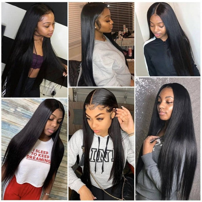 Silk Straight 4 By 4 Lace Closure Wigs 180% Density Human Hair Wigs