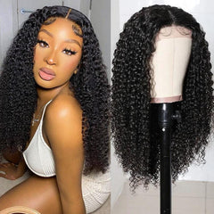 Jerry Curly  4 By 4 Lace Closure Human Hair Wigs 180% Density For Women