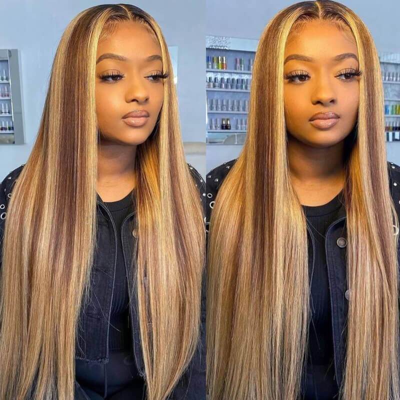 Undetectable Skin Melt Lace Wig Lace Front Wigs Long Straight Hair Perfect Honey Highlight Wig