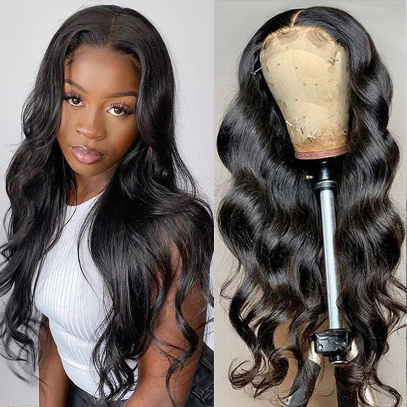 Body Wave 13x4 Invisible Transparent Lace Front Human Hair Wigs Bleached Knots 150% Density