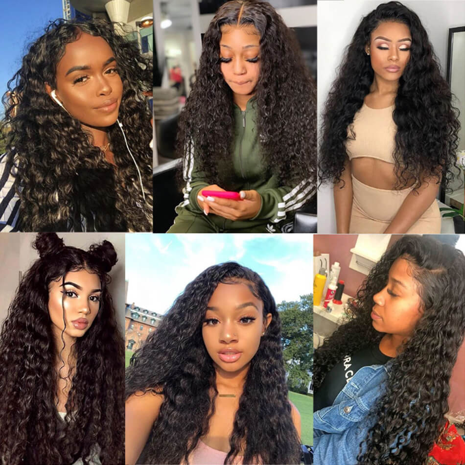 Front Water Wave Wig 13x4 Transparent Lace Front Natural Looking Wig For Black Women