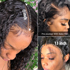 Water Wave 13x4 Lace Frontal Wig Natural Pre Plucked Headline 100% Virgin Human Hair Wigs