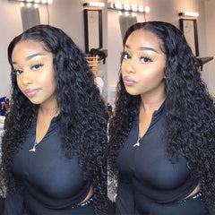 Water Wave 13x4 Lace Frontal Wig Natural Pre Plucked Headline 100% Virgin Human Hair Wigs