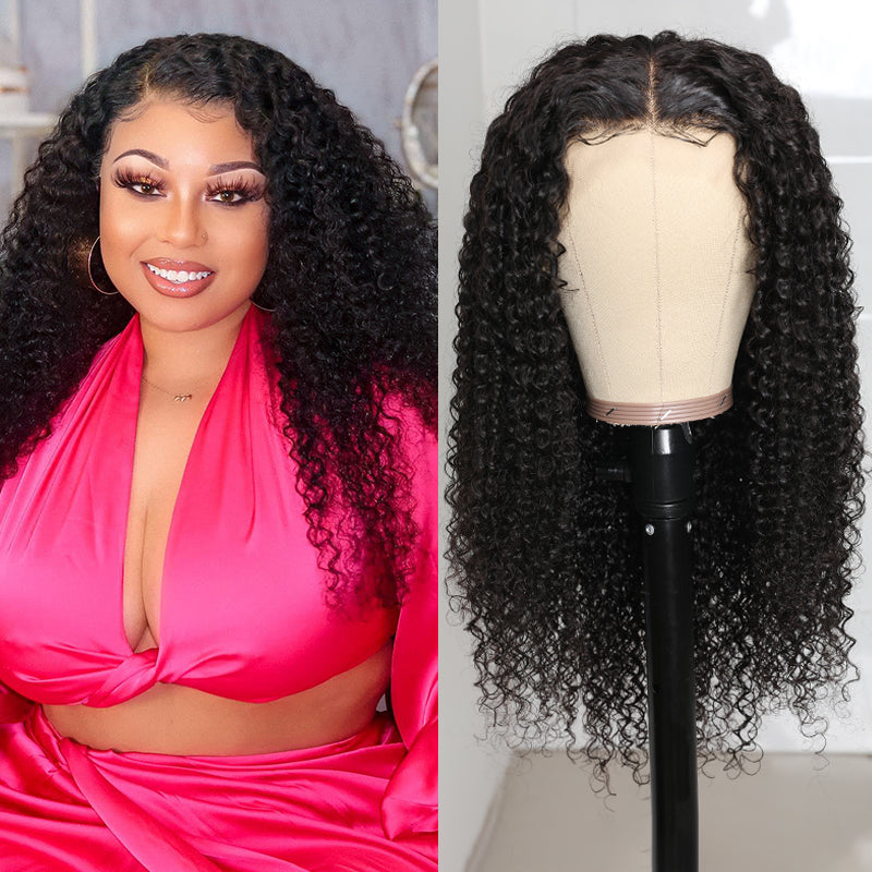 Jerry Curly Glueless Wigs 13x4 Transparent Lace Front Wigs Original Human Hair