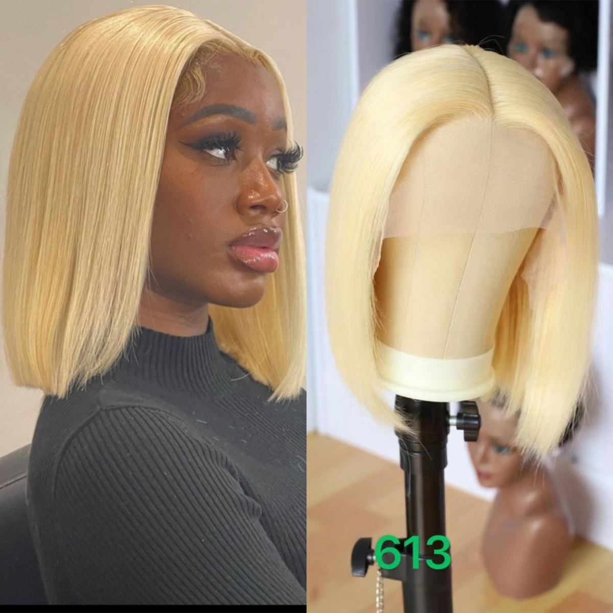 Hot Sale Blonde 613 Color 13x4 Frontal T part Wig 12inches