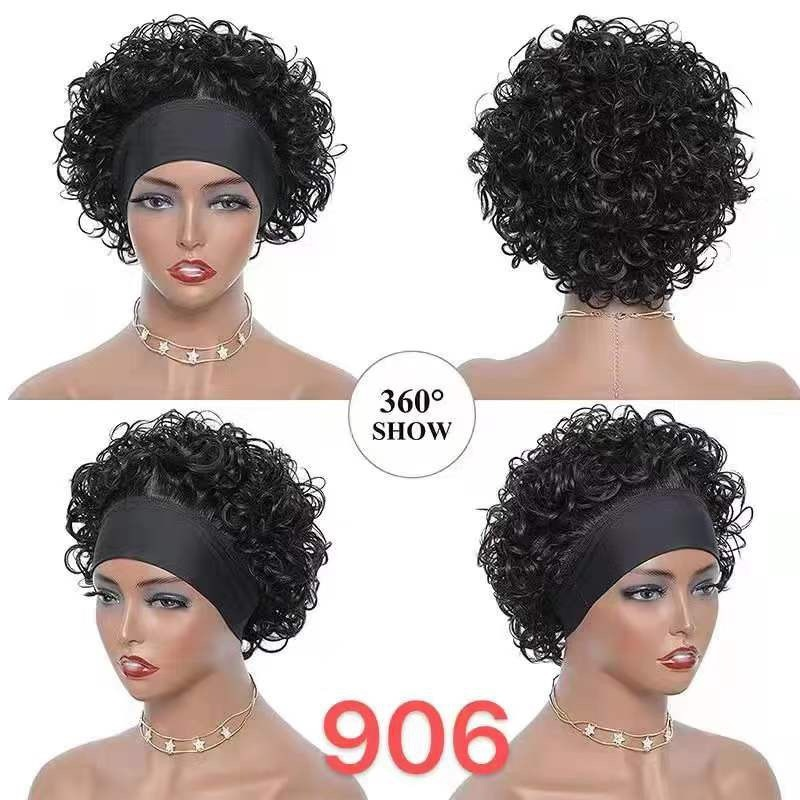 Pixie Wig YBH-906 Headband Curly Wig Short Human Hair