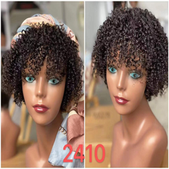 Pixie Wig YBH-2410 Fringe Curly Wig Short Human Hair