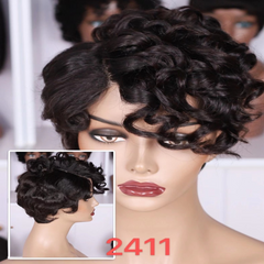 Pixie with T Part Lace Wig Boss Lady Short Wig Human hair YBH-2411  R600