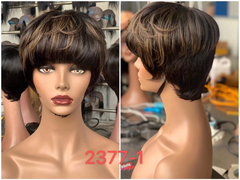 Pixie Wig YBH-2377-1  Straight Short Human Hair color Bob Wig