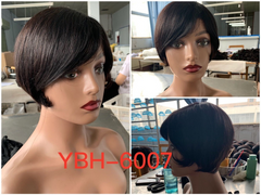 Pixie Wig YBH-6007 Human Hair Natural Black color Bob Wig