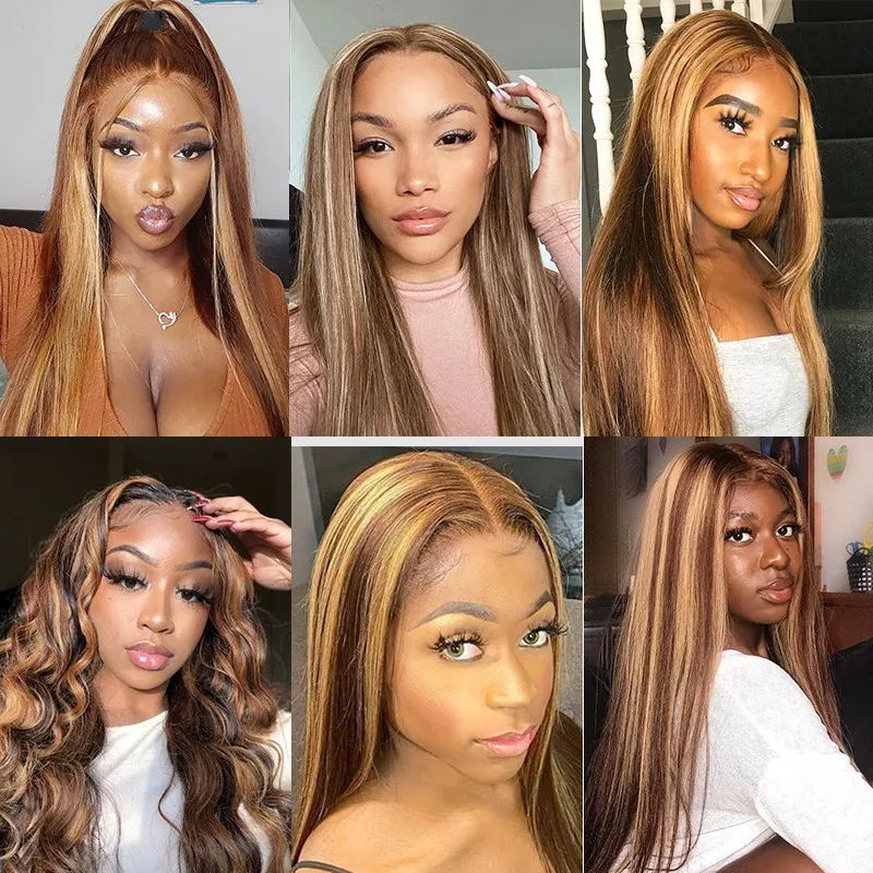 Undetectable Skin Melt Lace Wig Lace Front Wigs Long Straight Hair Perfect Honey Highlight Wig