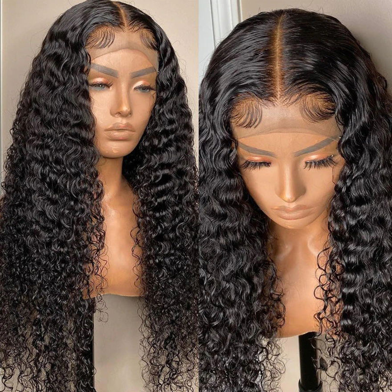 Full Curly Lace Closure Wigs Pre-Plucked Hairline Human Hair Wigs 180% Density