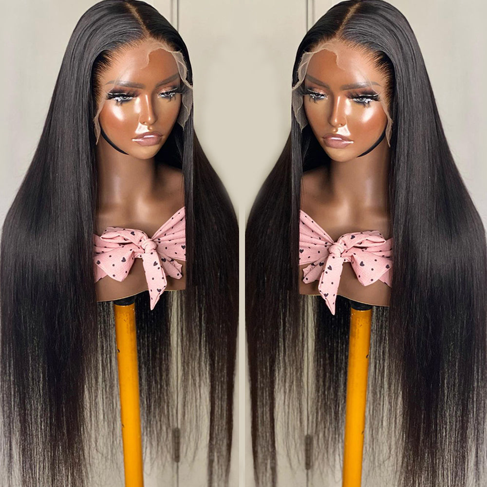 250% Density Bone Straight 13x4 Lace Front Wig Glueless Human Hair