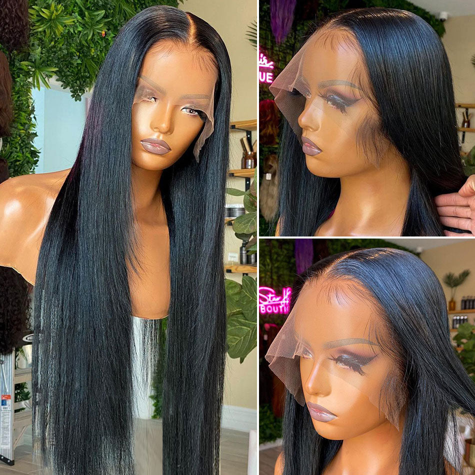 250% Density Bone Straight 13x4 Lace Front Wig Glueless Human Hair