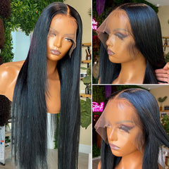 250% Density Bone Straight 13x4 Lace Front Wig Glueless Human Hair