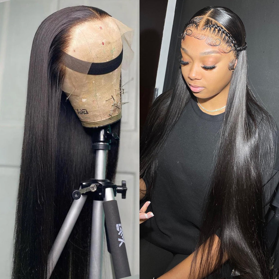 250% Density Bone Straight 13x4 Lace Front Wig Glueless Human Hair