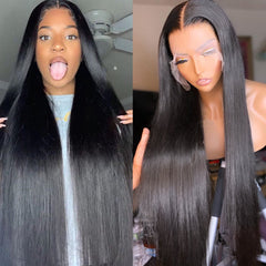 250% Density Bone Straight 13x4 Lace Front Wig Glueless Human Hair