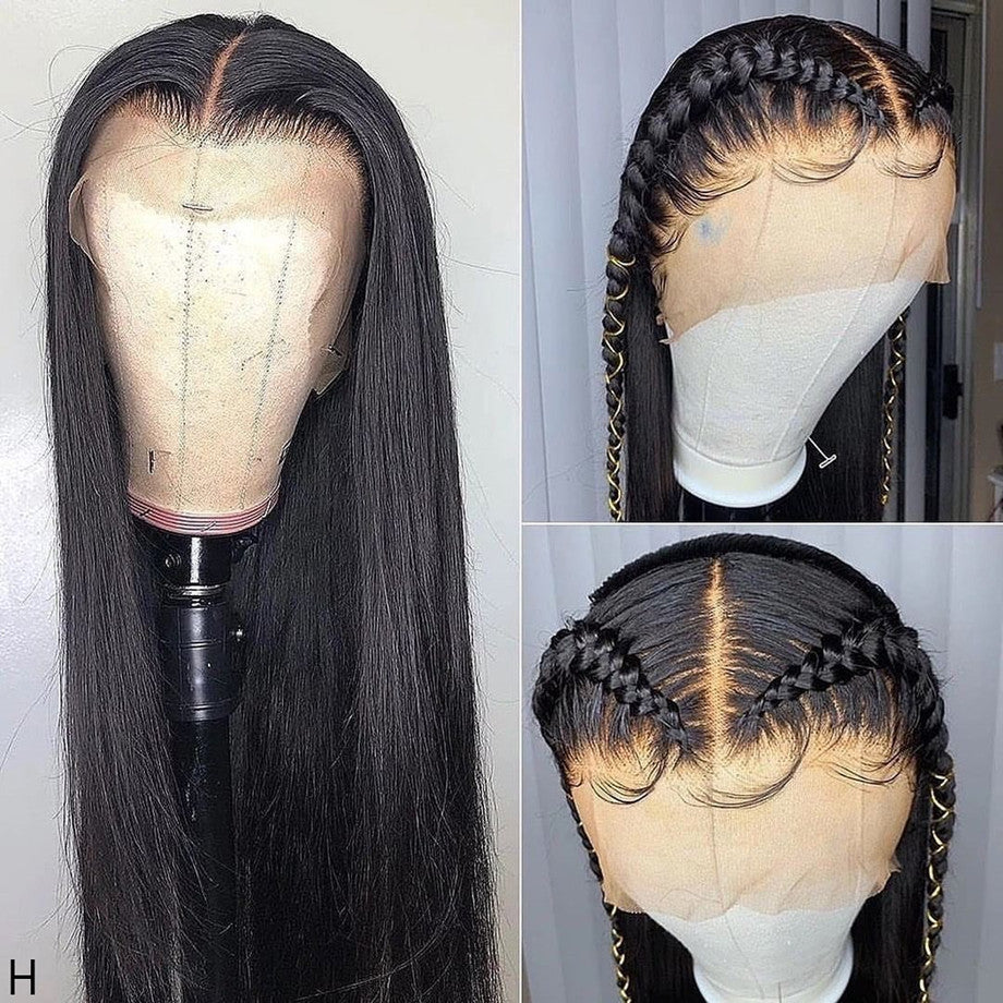 250% Density Bone Straight 13x4 Lace Front Wig Glueless Human Hair