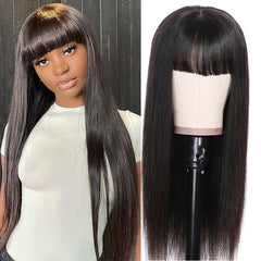 BOGO Staright Fringe Human Hair Wigs With Bangs Real Human Hair