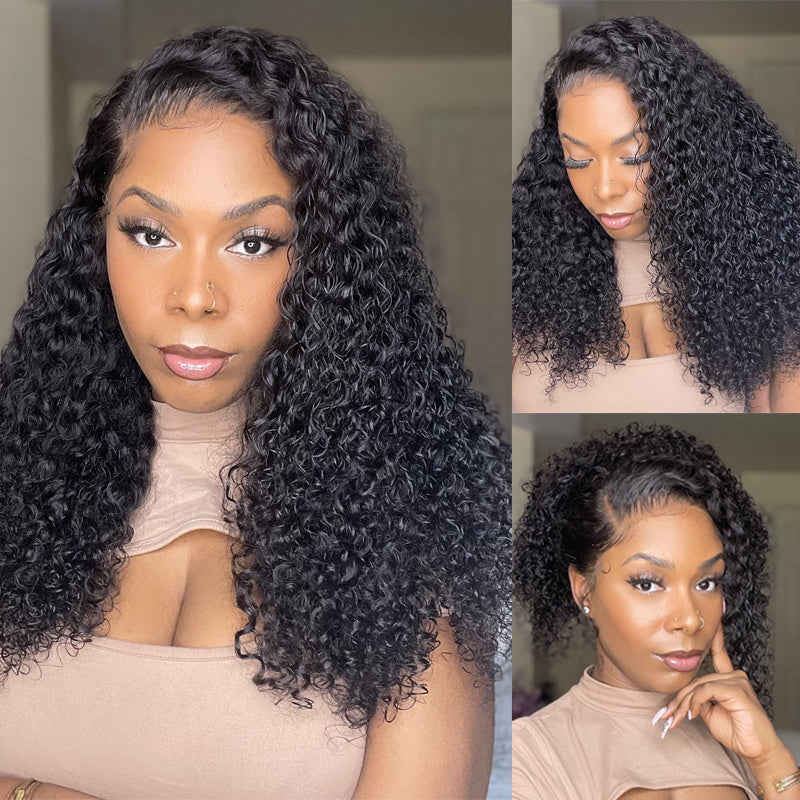 Curly Lace Wig Transparent Lace Front Wigs with Pre Plucked Human Hair Wigs