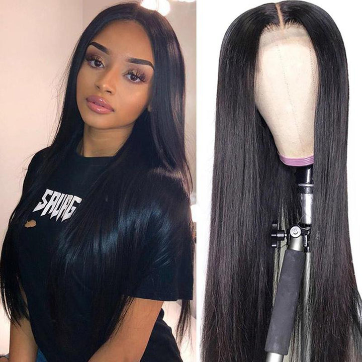 Silk Straight 4 By 4 Lace Closure Wigs 180% Density Human Hair Wigs