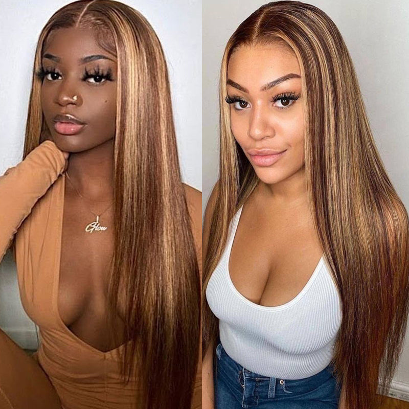 Undetectable Skin Melt Lace Wig Lace Front Wigs Long Straight Hair Perfect Honey Highlight Wig