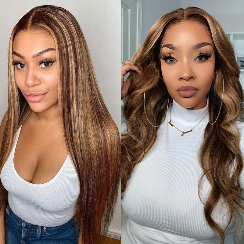 Undetectable Skin Melt Lace Wig Lace Front Wigs Long Straight Hair Perfect Honey Highlight Wig