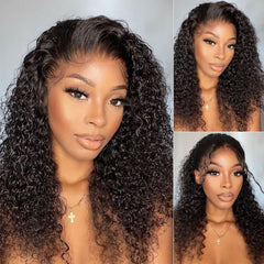 Front Wigs Jerry Curly 13x4 Transparent Lace Front Glueless Lace Wigs 180% Density