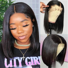 Lace Front 13x4 Bob Wigs Short Straight Human Hair Wigs Middle Part Pre-plucked