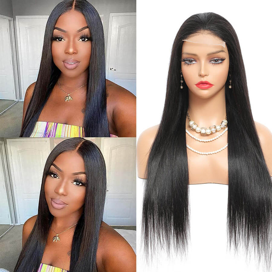 13A Straight 4x4 Lace Closure Wig Pre Plucked Glueless 100% Real Humam Hair Wig