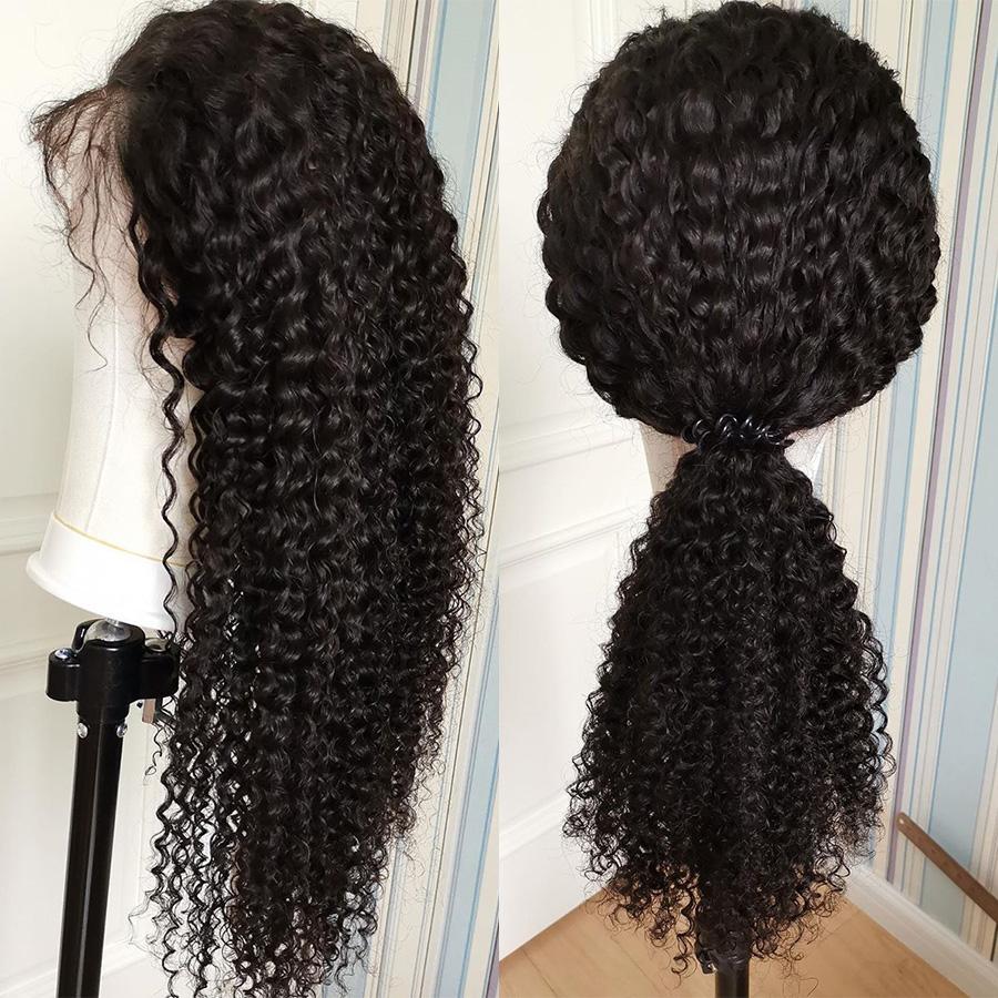 Deep Wave 4x4 Transparent Lace Closure Wig 180% High Density Brazilian Real Human Hair Wig