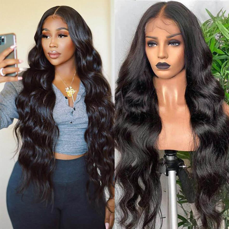 Body Wave Hair 4x4 Lace Closure Pre Plucked Natural Hairline Glueless Human Hair Wig