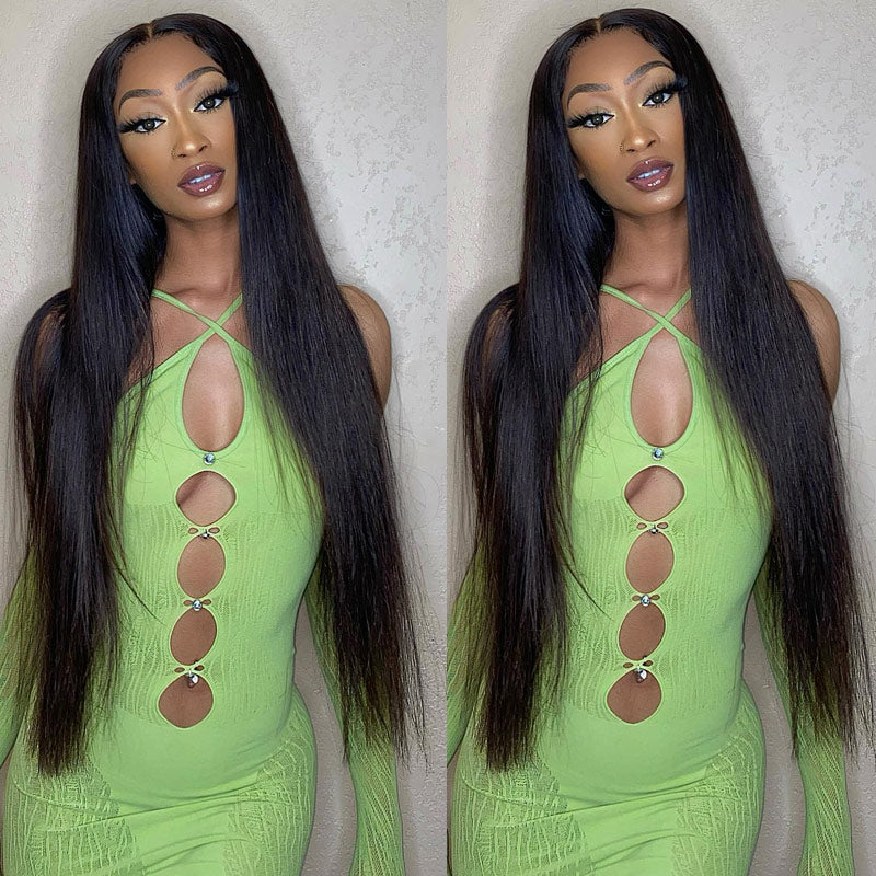 Long Straight Hair 4x4 Transparent Lace Closure Wigs 100% Virgin Human Hair Wigs