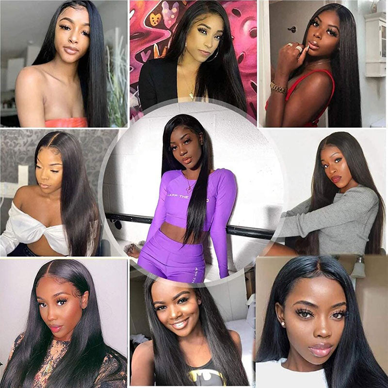 Long Straight Hair 4x4 Transparent Lace Closure Wigs 100% Virgin Human Hair Wigs