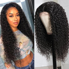 Jerry Curly  4 By 4 Lace Closure Human Hair Wigs 180% Density For Women