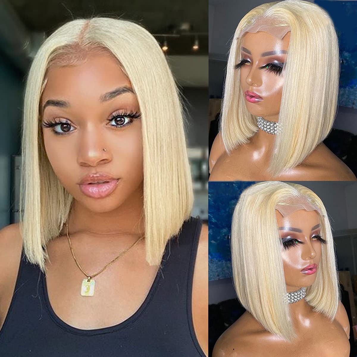 Blonde Color 13X4 Lace Closure Wigs Short Bob Human Hair Wigs