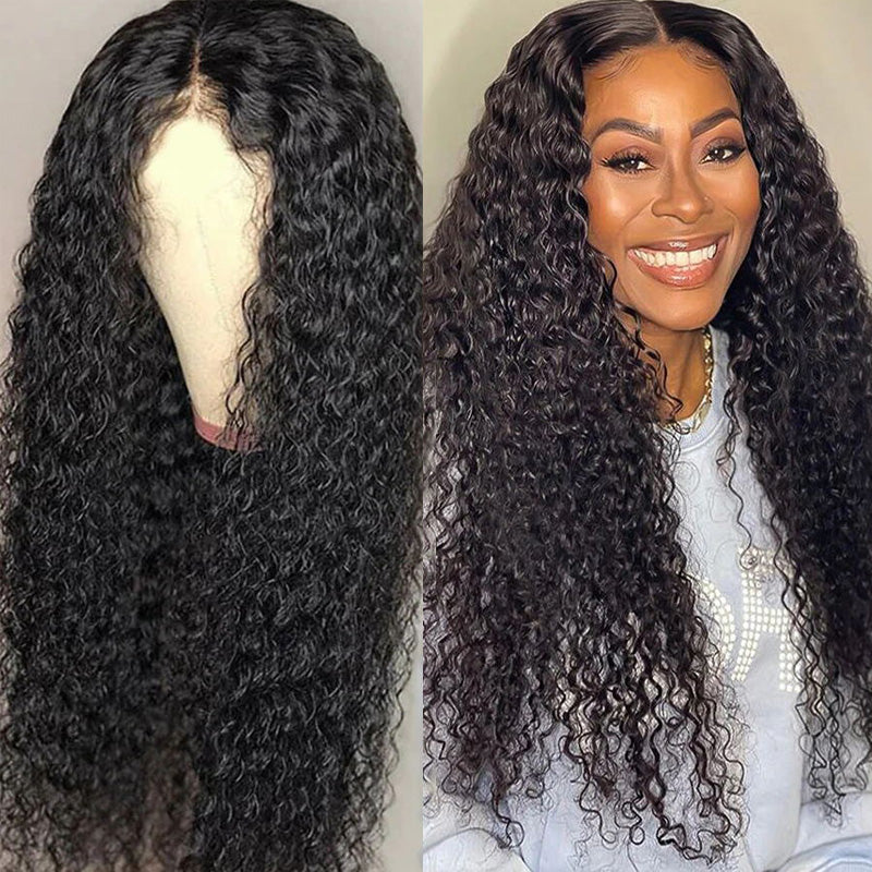 Full Curly Lace Closure Wigs Pre-Plucked Hairline Human Hair Wigs 180% Density