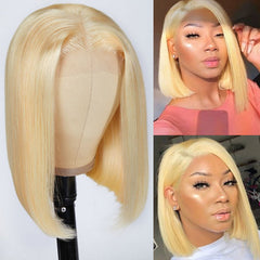 Blonde Color 13X4 Lace Closure Wigs Short Bob Human Hair Wigs