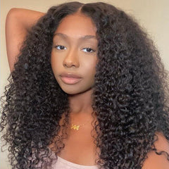 Kinky Curly 4X4 Transparent Lace Closure Glueless Wig 200% Density