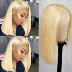 Blonde Color 13X4 Lace Closure Wigs Short Bob Human Hair Wigs