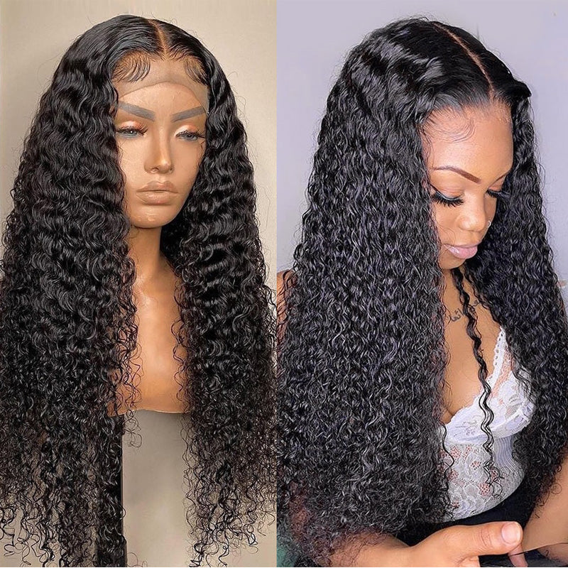 Full Curly Lace Closure Wigs Pre-Plucked Hairline Human Hair Wigs 180% Density