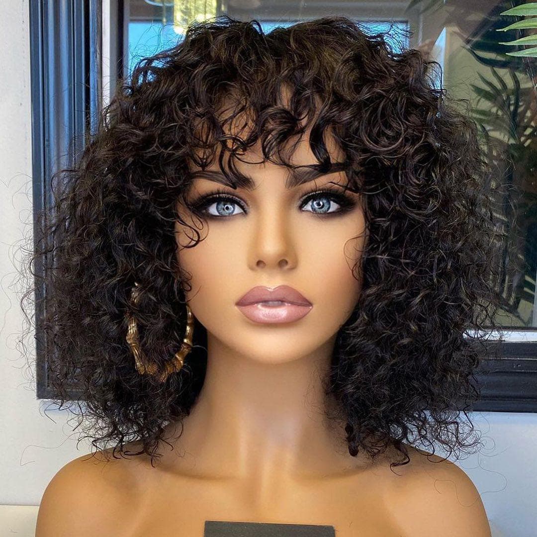 ReadytoGo Short Curl with Bang Bob Wig 100% Human Hair