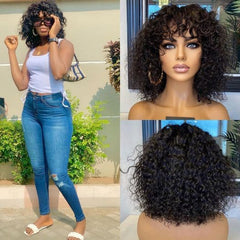 ReadytoGo Short Curl with Bang Bob Wig 100% Human Hair