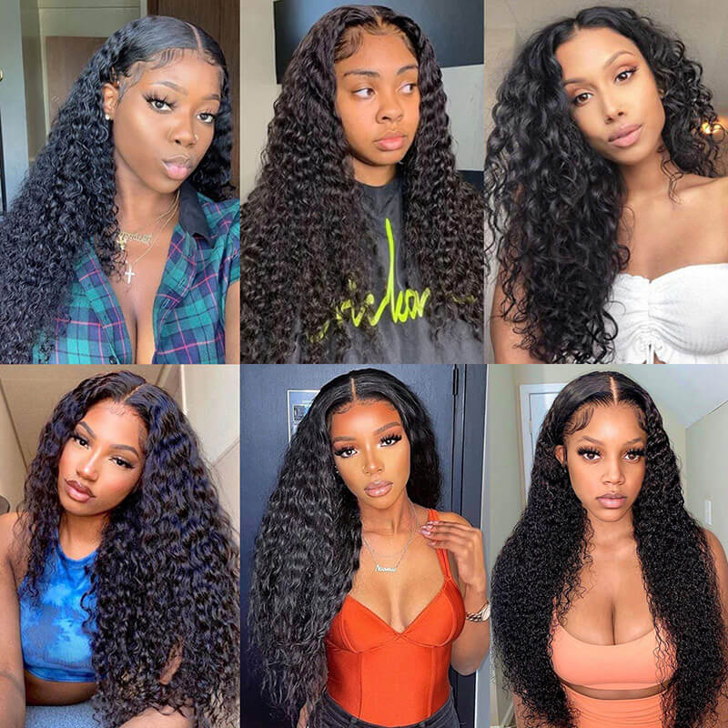 Black Curly Hair 3 Bundles with 4x4 Lace Closure 100% Virgin Human Hair Weave