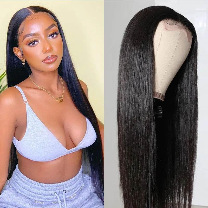 Straight Human Hair 13A 4x4 Lace Part Wig Preplucked Natural Hairline 150% Density